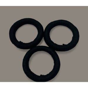 3 Mata Ortiz Pottery Olla Rings Hand Made Mexican Clay Black Yarn Display 4 Inch